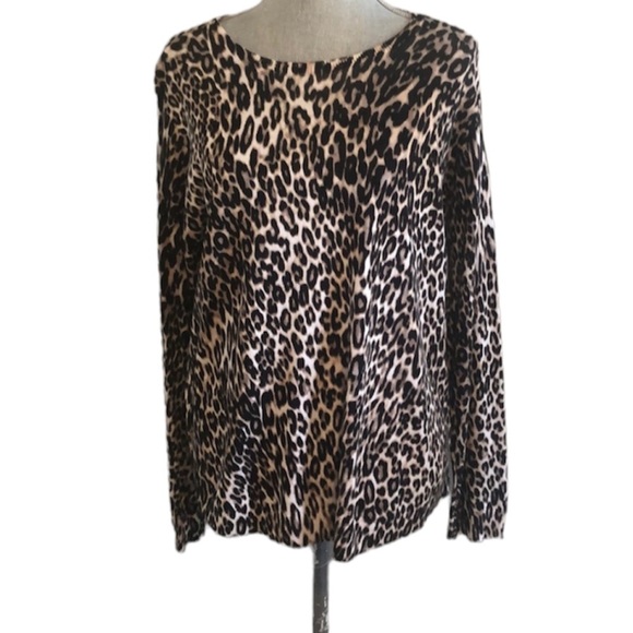 Cable & Gauge Sweaters - Cable & Gauge Animal Print Zip Back Sweater Size XL